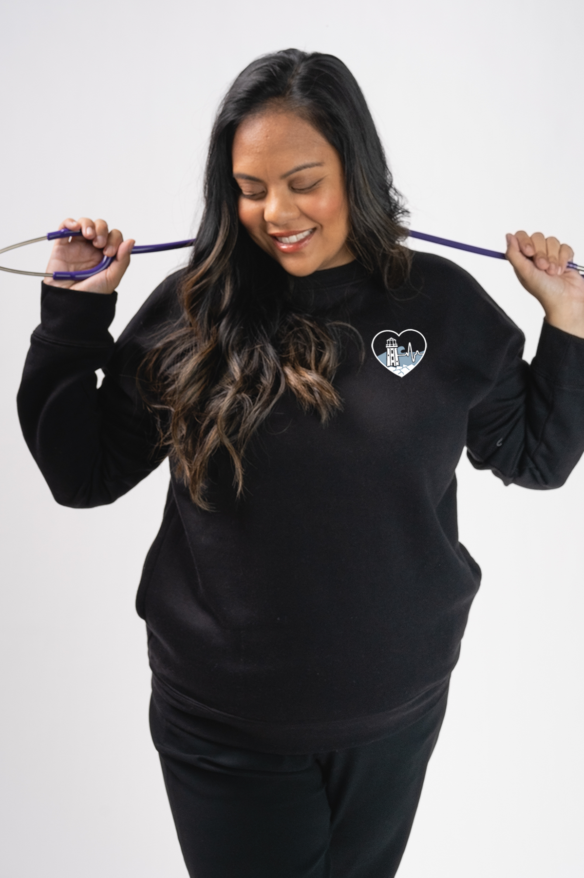 Atlantic ECG Heart - Pocketed Crew Sweatshirt