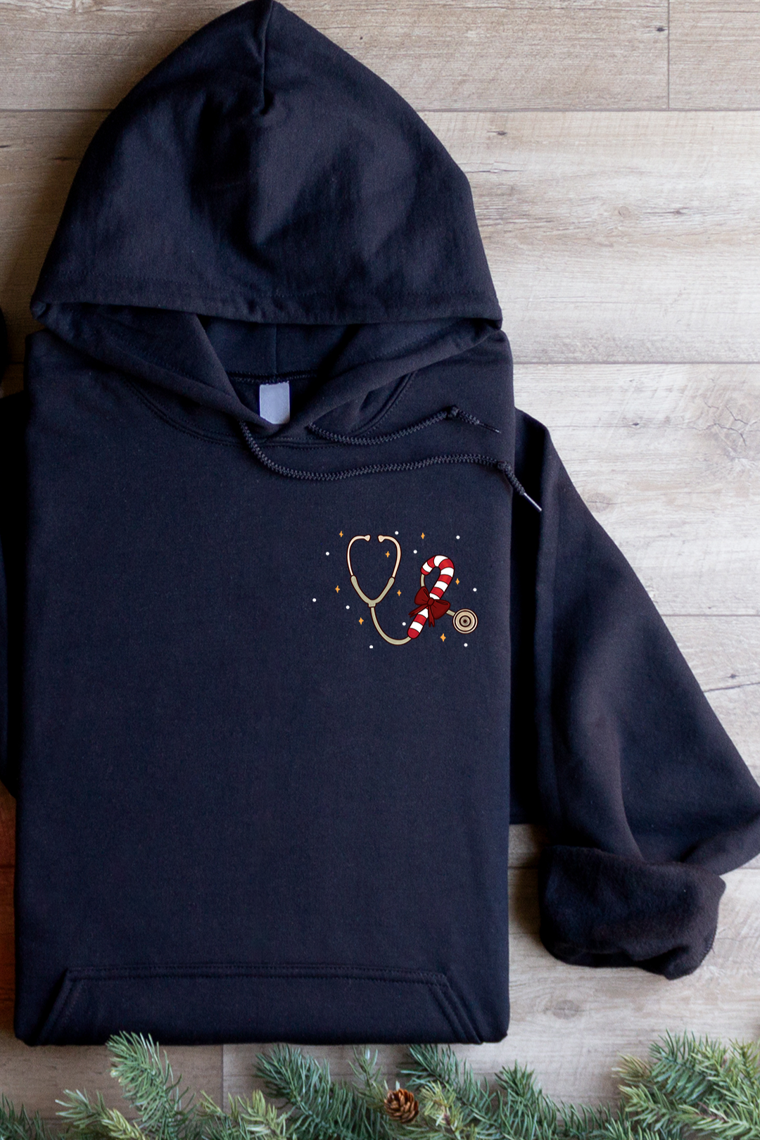 Candy Cane Stethoscope - Hooded Sweatshirt