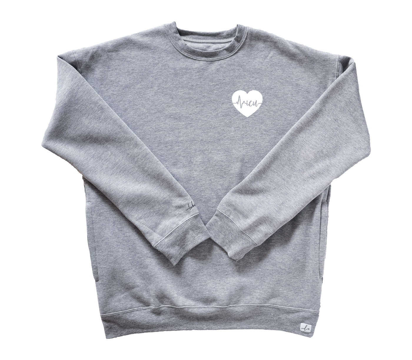 ICU ECG Heart - Pocketed Crew Sweatshirt