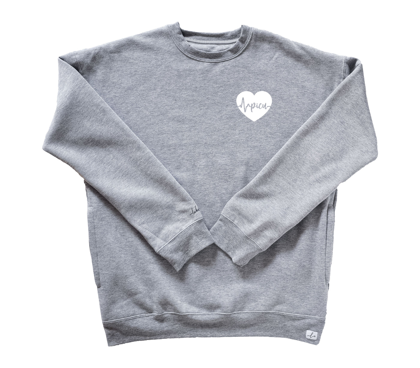 PICU ECG Heart - Pocketed Crew Sweatshirt