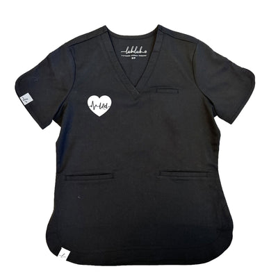 L&D ECG Heart - Rosa Scrub Top