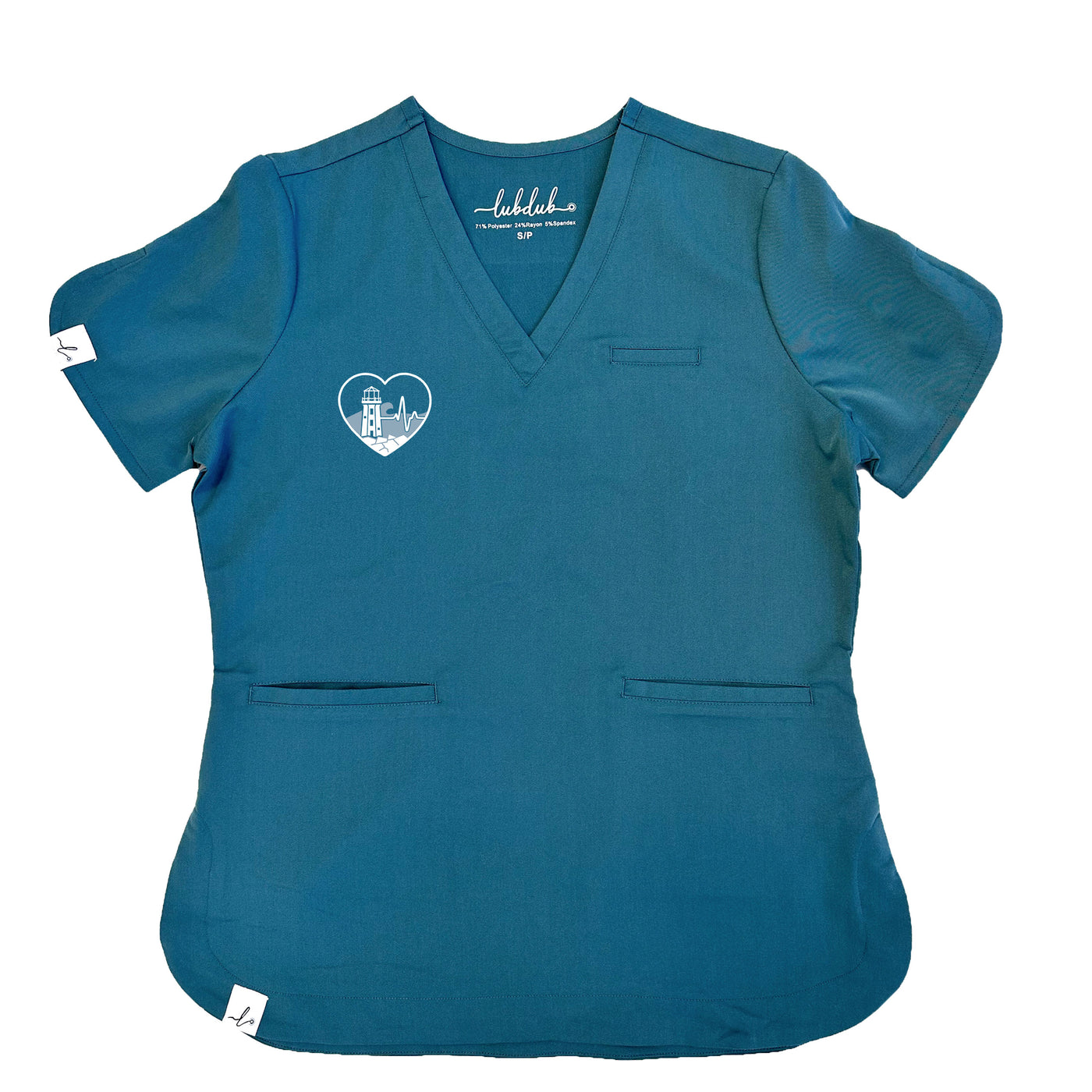 Atlantic ECG Heart - Rosa Scrub Top