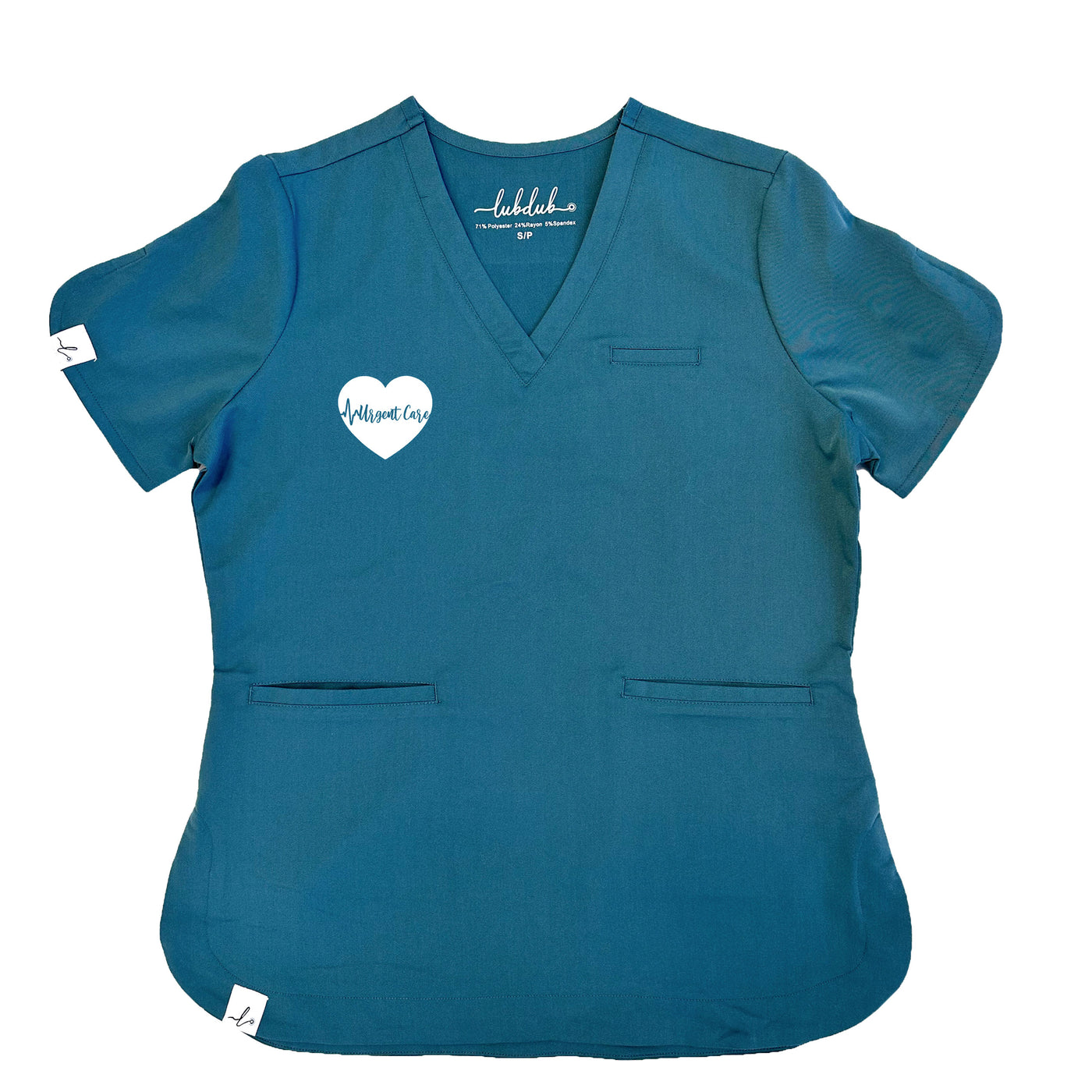 Urgent Care ECG Heart - Rosa Scrub Top