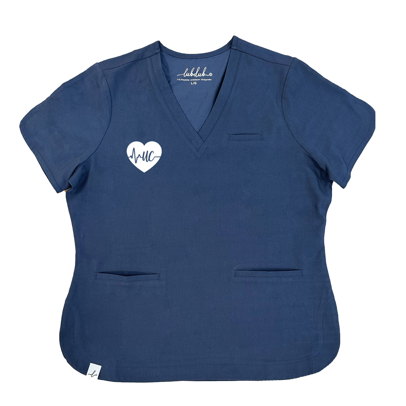 Unit Clerk ECG Heart - Rosa Scrub Top