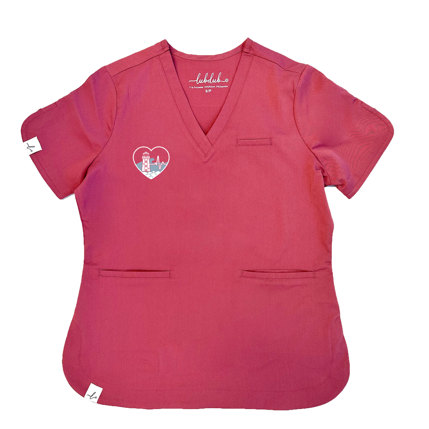 Atlantic ECG Heart - Rosa Scrub Top