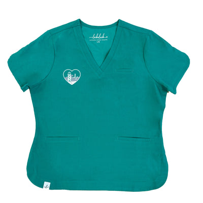 Atlantic ECG Heart - Rosa Scrub Top