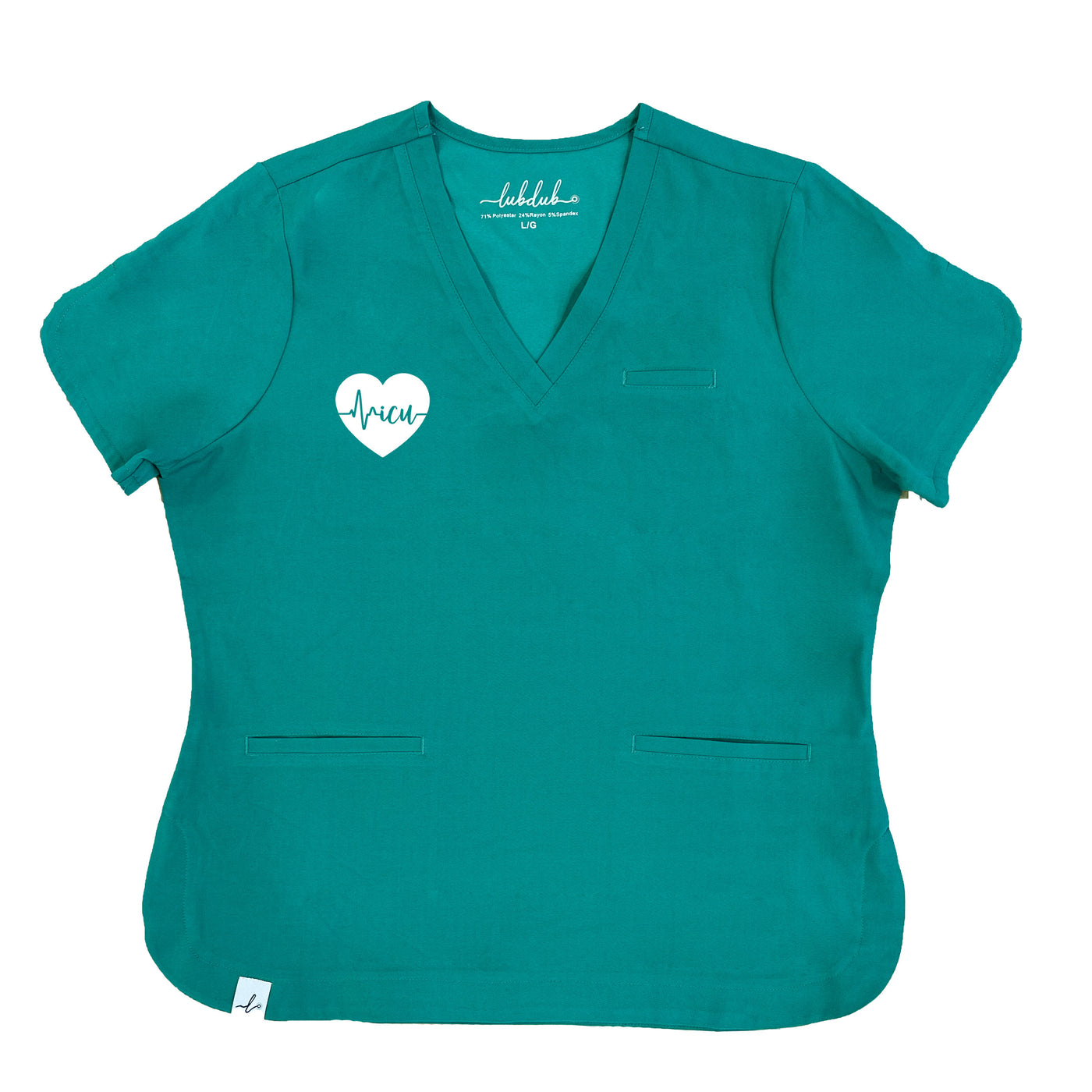 ICU ECG Heart - Rosa Scrub Top