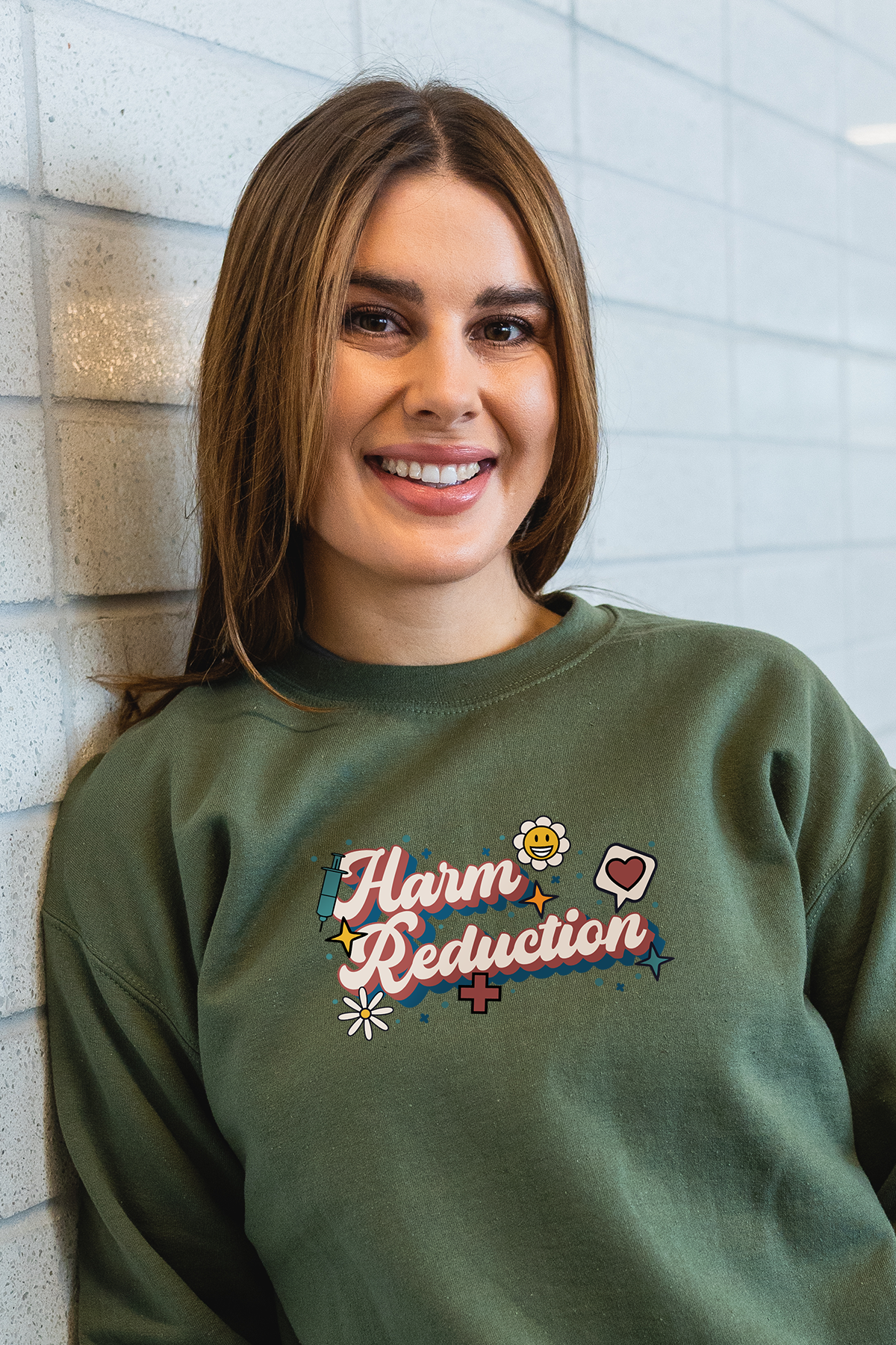 Harm Reduction Retro  - Non-Pocketed Crew Sweatshirt