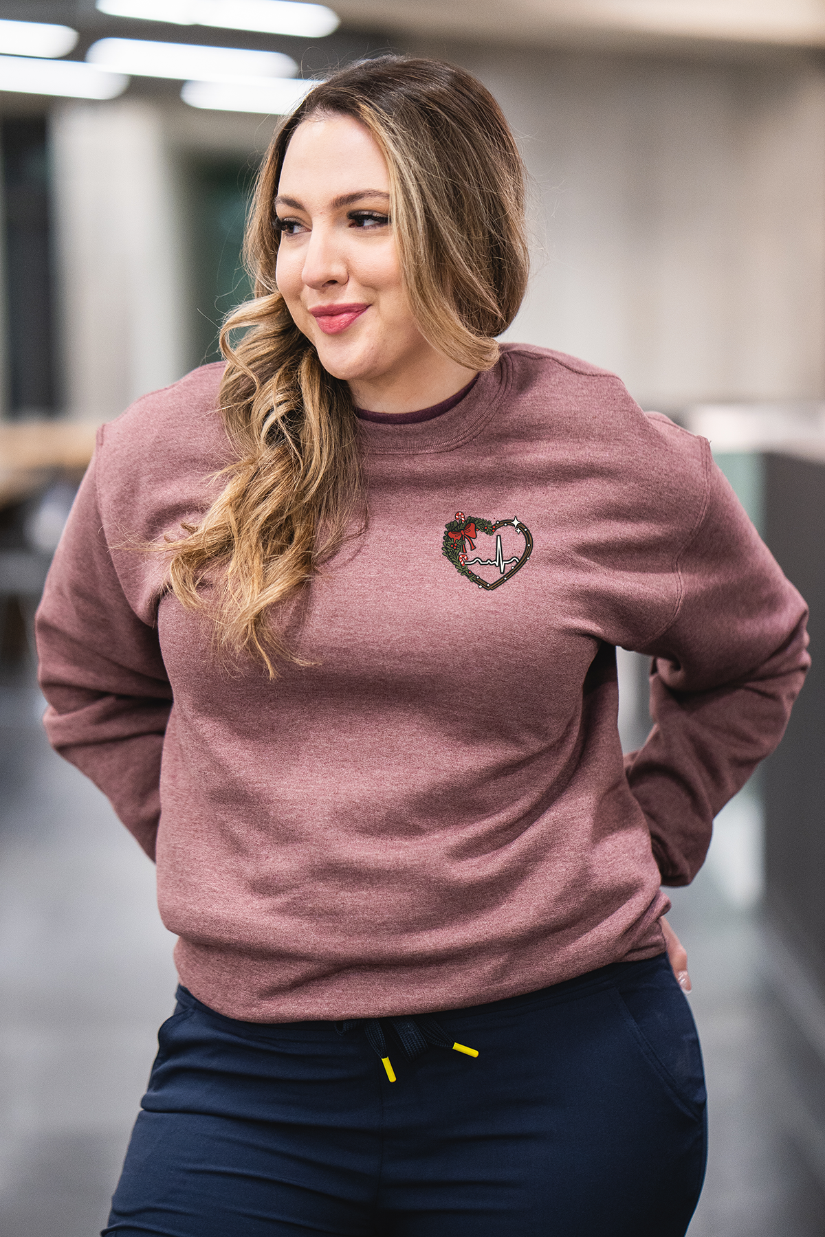 Holiday ECG Heart - Non-Pocketed Crew Sweatshirt