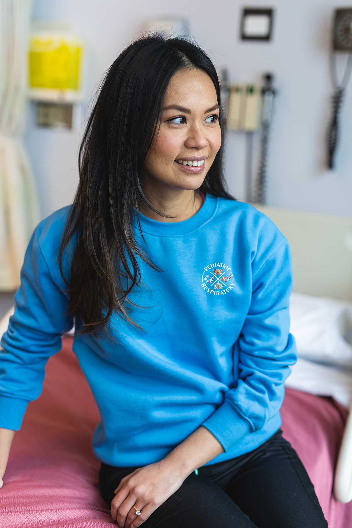 Peds Respiratory Therapy Icons - Pocketed Crew Sweatshirt