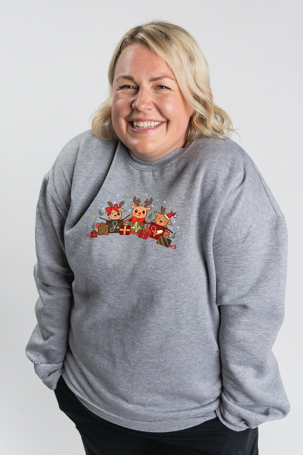 Reindeer Presents - Pocketed Crew Sweatshirt