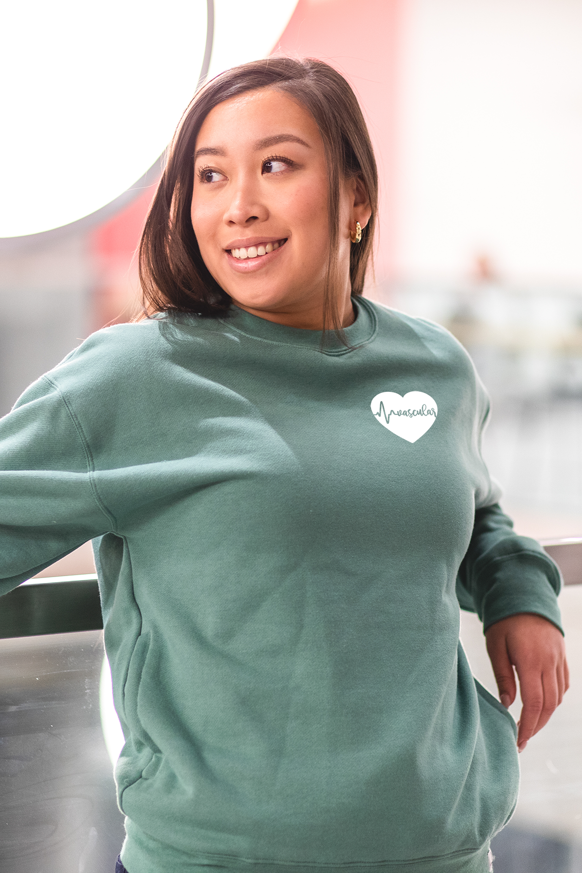 Vascular ECG Heart - Pocketed Crew Sweatshirt