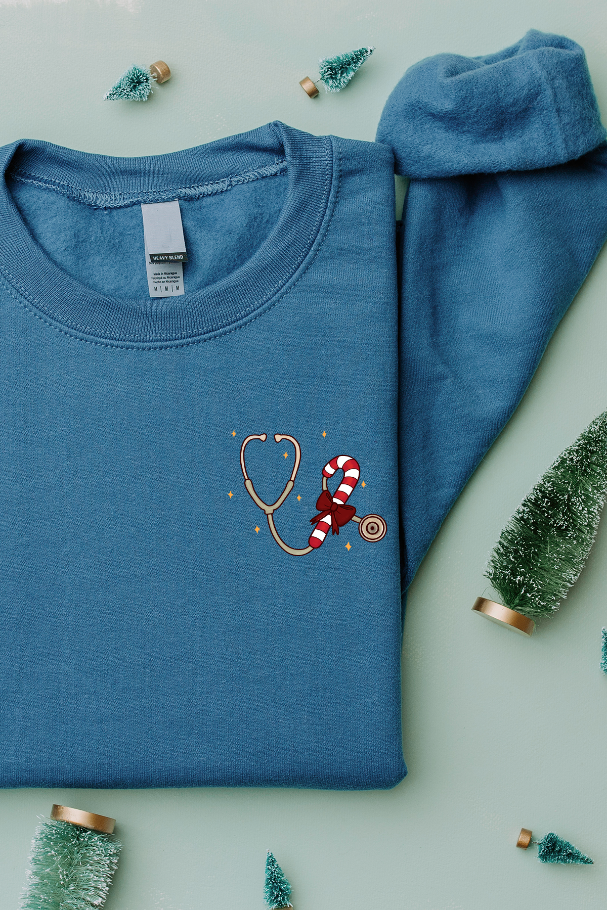 Candy Cane Stethoscope - Non-Pocketed Crew Sweatshirt