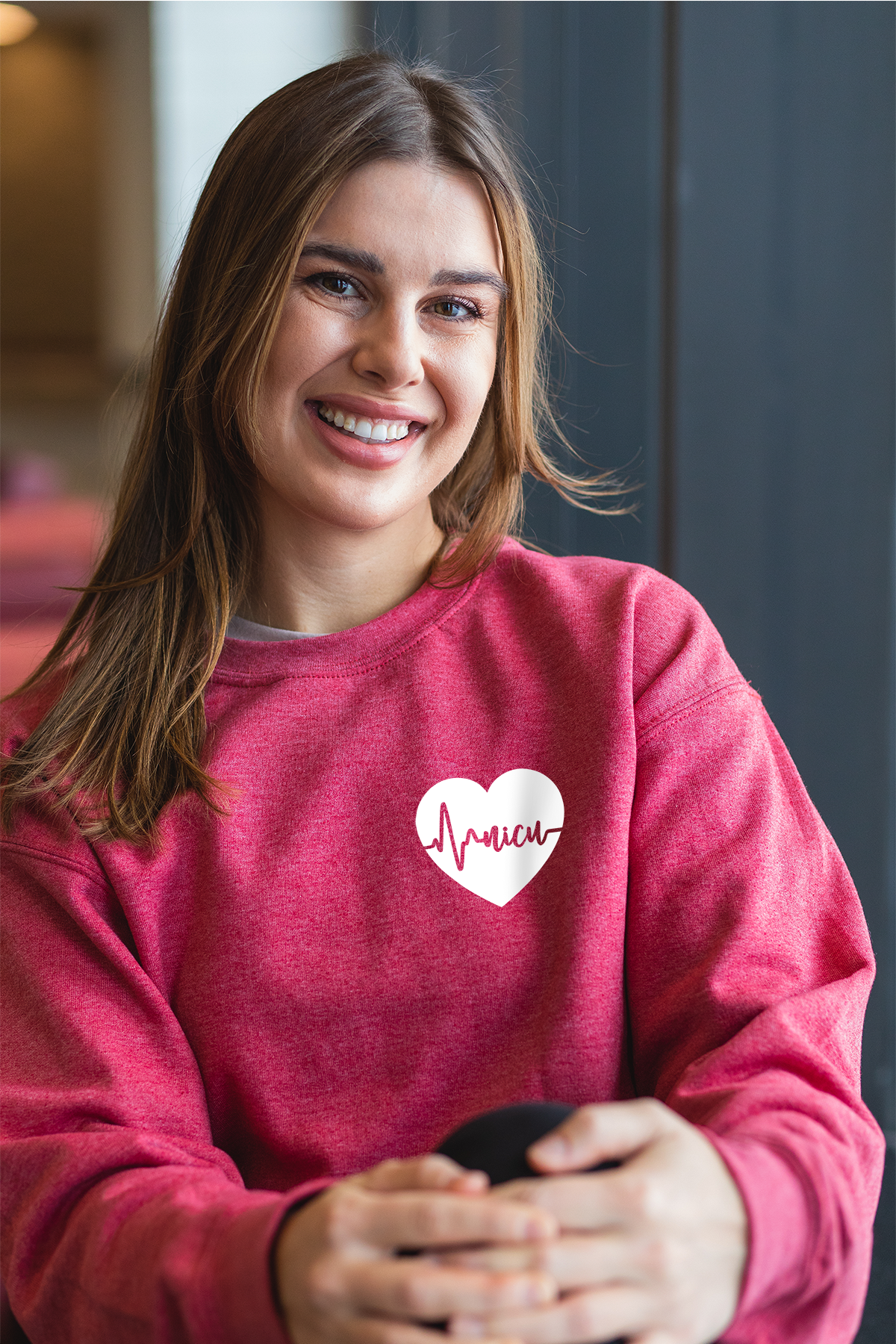 NICU ECG Heart - Non-Pocketed Crew Sweatshirt