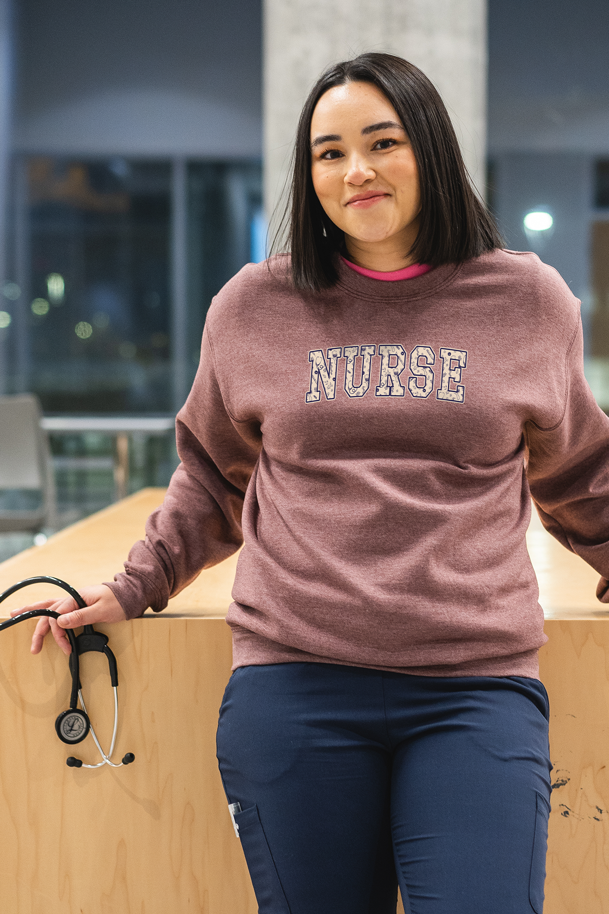 Nurse Medical Varsity - Non-Pocketed Crew Sweatshirt